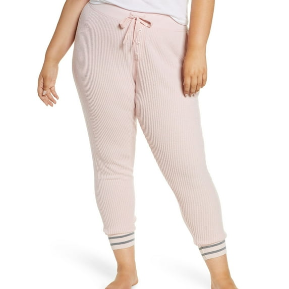 P.J. Salvage Womens 2-Tone Thermal Pajama Jogger Pants, Pink, Small