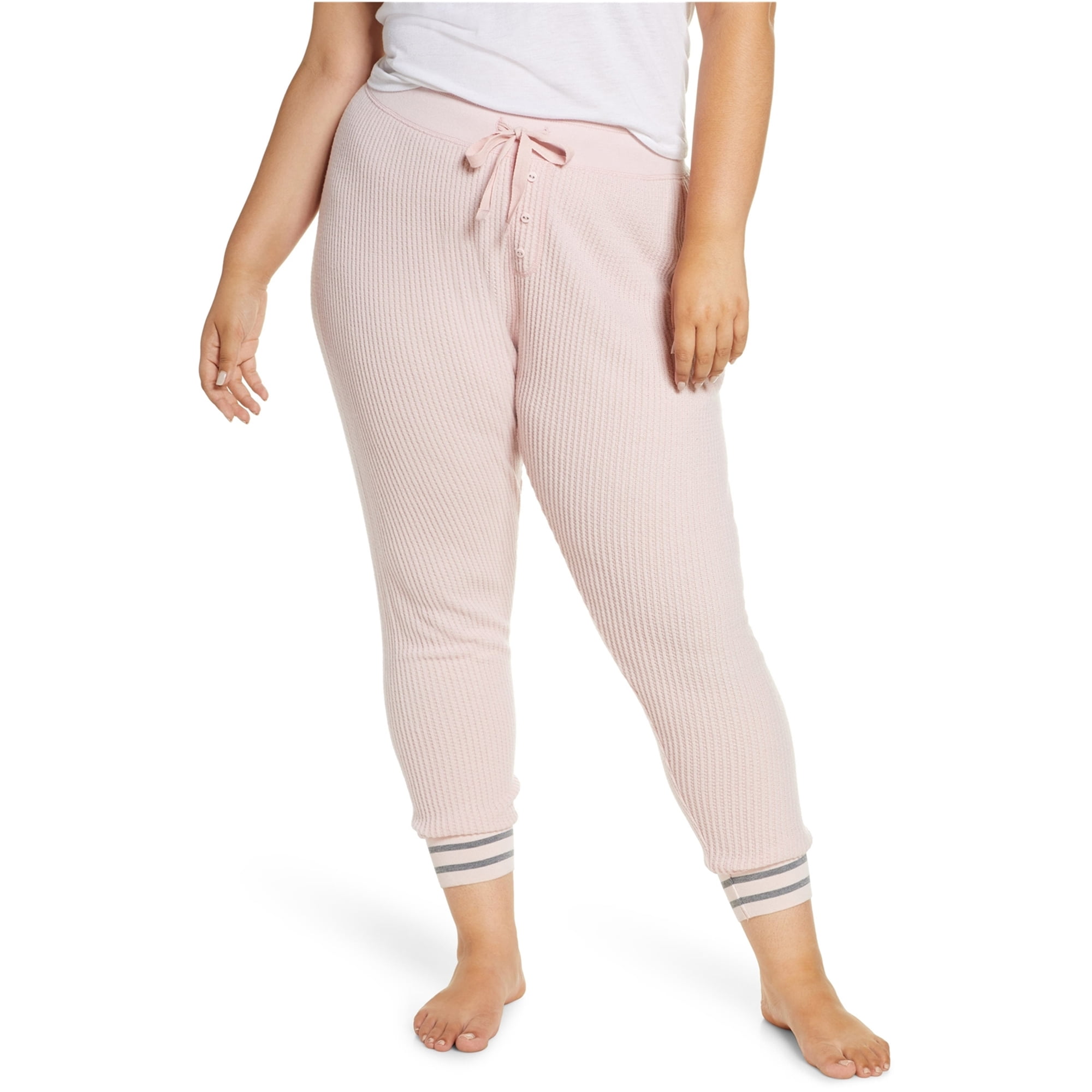 P.J. Salvage Womens 2-Tone Thermal Pajama Jogger Pants, Pink, X-Large 