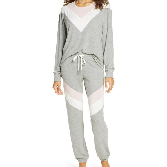 P.J. Salvage Womens 3-Tone Thermal Pajama Shirt, Grey, Medium