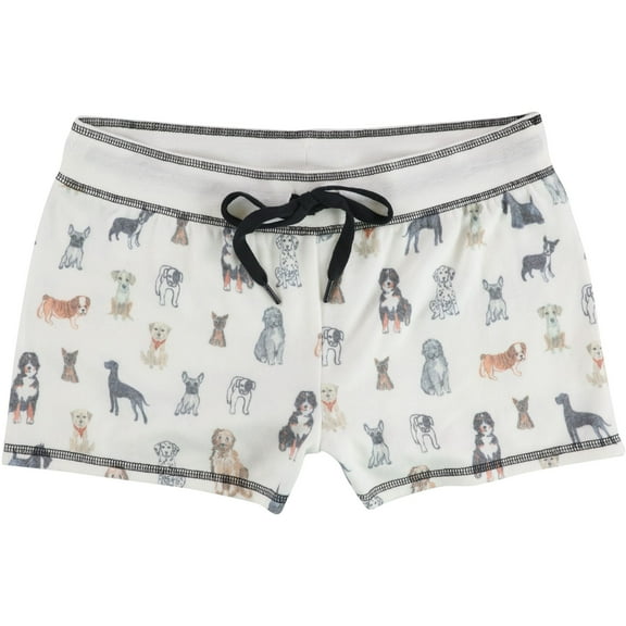 P.J. Salvage Womens All Dogs Pajama Shorts, Off-White, Small