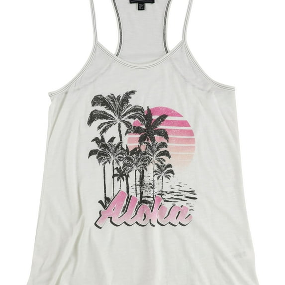 P.J. Salvage Womens Aloha Pajama Sleep Tank Top, White, Medium