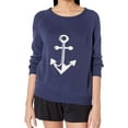 thumbnail image 1 of P.J. Salvage Womens Anchor Pajama Sweater, Blue, Small, 1 of 1