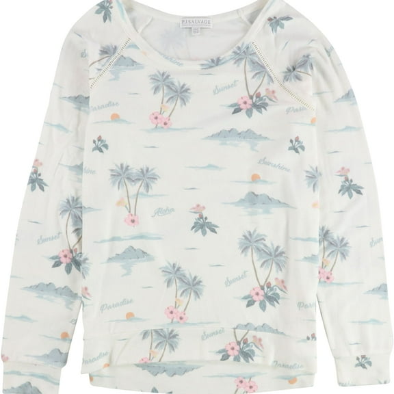P.J. Salvage Womens Beach And Paradise Pajama Sleep T-shirt, Off-White, Small