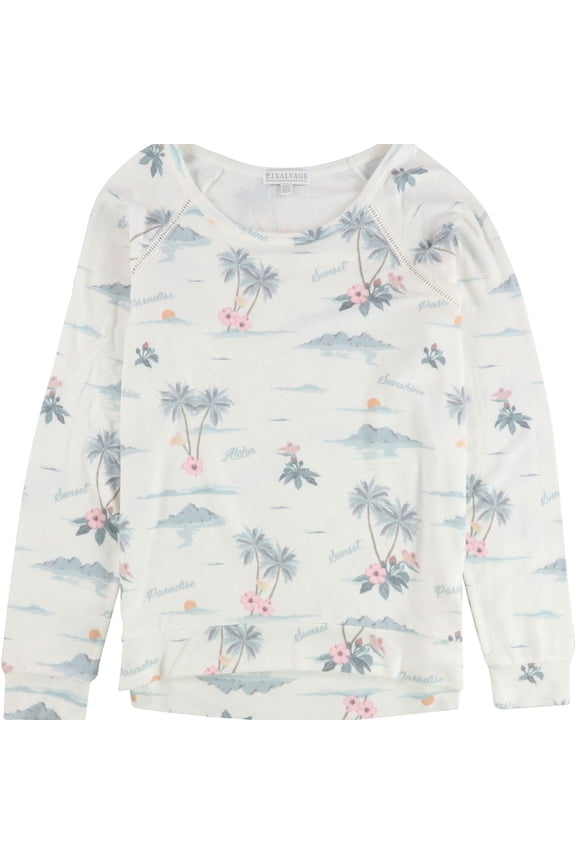 P.J. Salvage Womens Beach And Paradise Pajama Sleep T-shirt, Off-White, Small