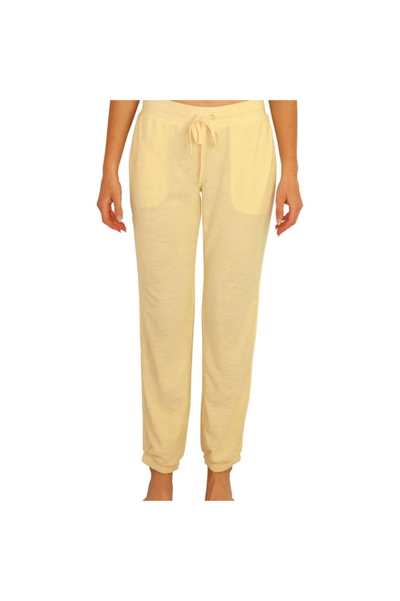 P.J. Salvage Womens Beach Vibe Classsics Pajama Jogger Pants, Yellow, Medium