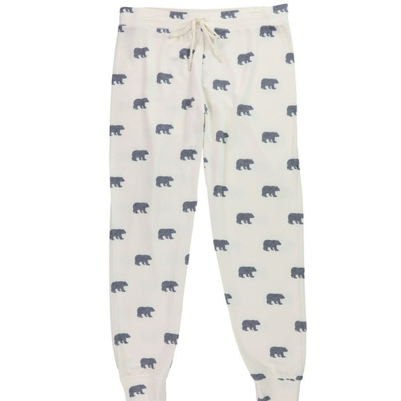 P.J. Salvage Womens Black Bears Pajama Jogger Pants, White, Medium