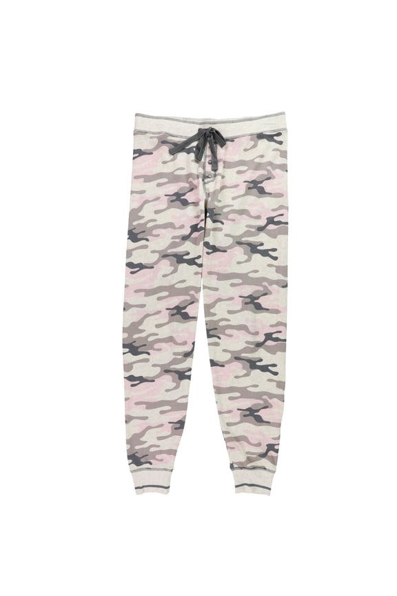 P.J. Salvage Womens Camouflage Pajama Jogger Pants, Beige, Small