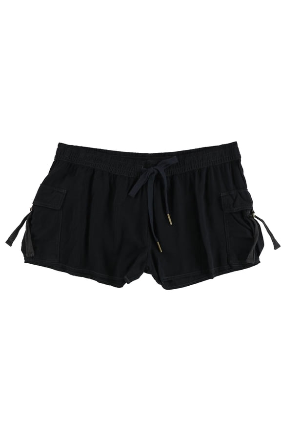 P.J. Salvage Womens Cargo Pajama Shorts, Black, Medium