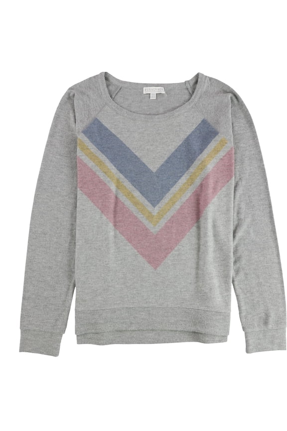 P.J. Salvage Womens Center Chevron Pajama Sweater, Grey, Plus Size, 1X
