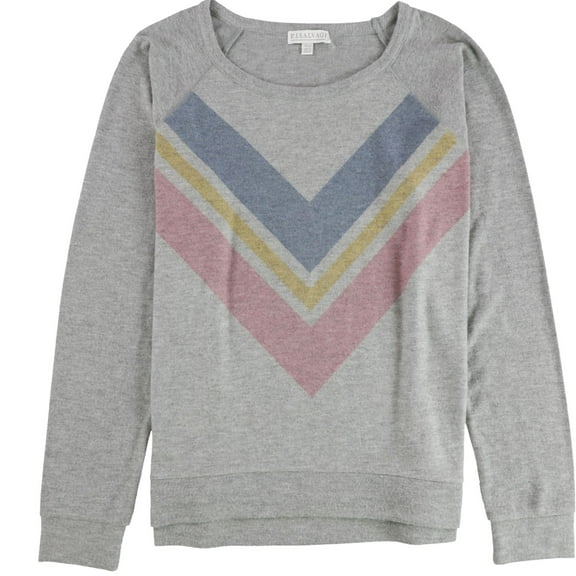 P.J. Salvage Womens Center Chevron Pajama Sweater, Grey, Plus Size, 1X
