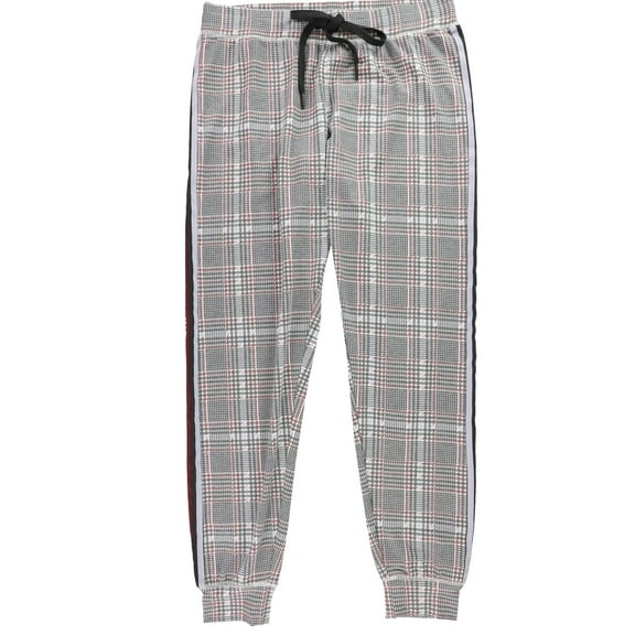 P.J. Salvage Womens Checkered Houndstooth Pajama Jogger Pants, Grey, Medium