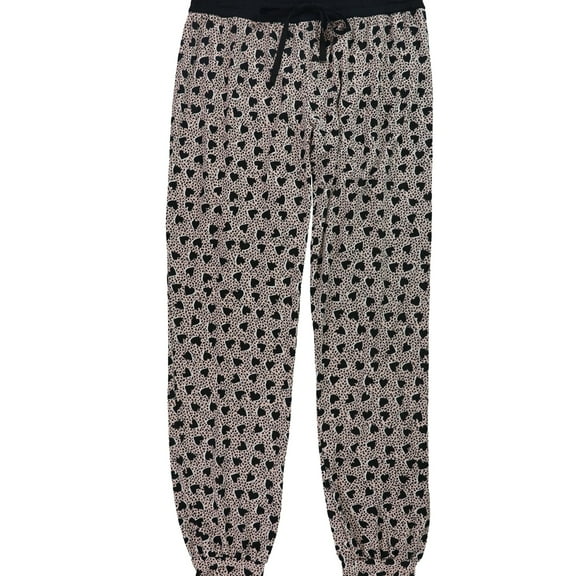 P.J. Salvage Womens Cheetah Hearts Pajama Jogger Pants, Pink, Small