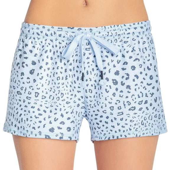 P.J. Salvage Womens Cheetah on Blue Pajama Shorts, Blue, Small