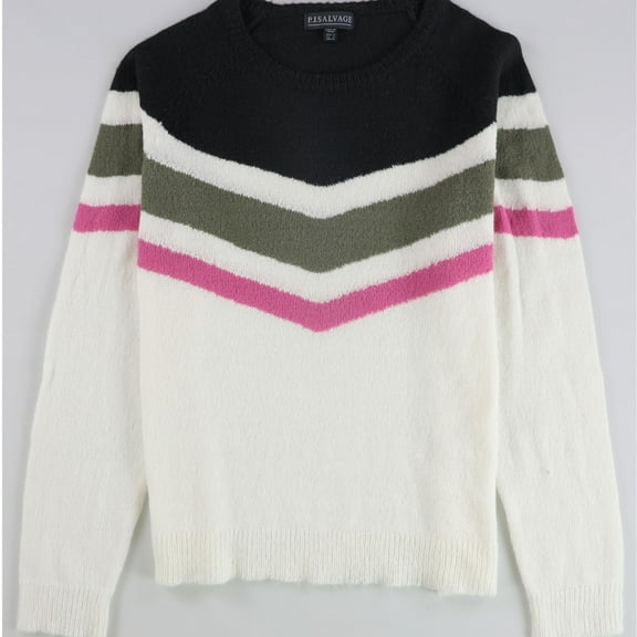P.J. Salvage Womens Chevron Stripe Pajama Sweater, White, Small