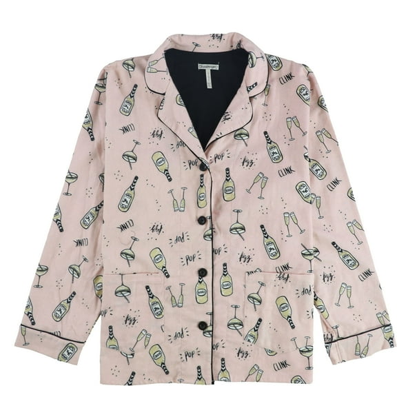 P.J. Salvage Womens Clink Button Down Pajama Tops, Pink, Large
