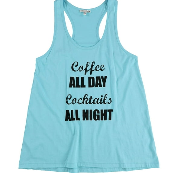 P.J. Salvage Womens Coffee All Day Pajama Sleep Tank Top, Blue, Medium