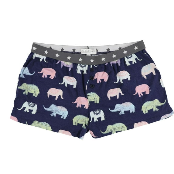 P.J. Salvage Womens Colored Elephants Pajama Shorts, Blue, Small