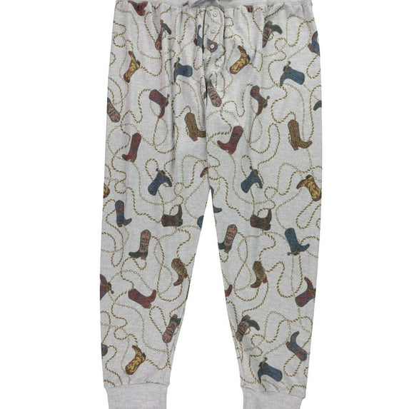 P.J. Salvage Womens Cowboy Boots Pajama Jogger Pants, Grey, Plus Size, 2X