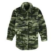 P.J. Salvage Womens Cozy Camouflage Jacket, Green, Small