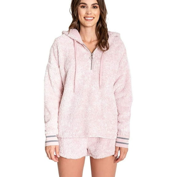 P.J. Salvage Womens Cozy Hoodie Sweatshirt, Pink, Large