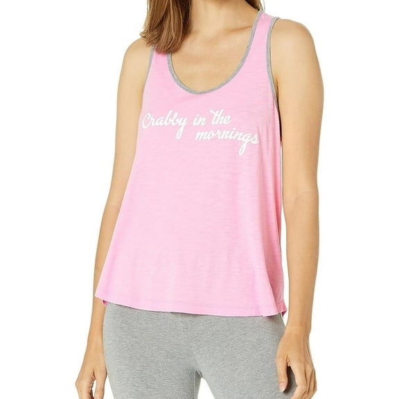 P.J. Salvage Womens Crabby In The Mornings Pajama Sleep Tank Top, Pink, Medium