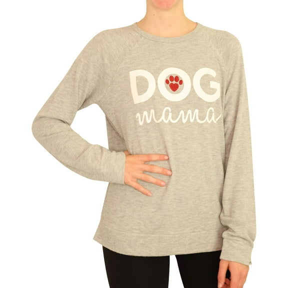 P.J. Salvage Womens Dog Mama Pajama Sweater, Grey, Small