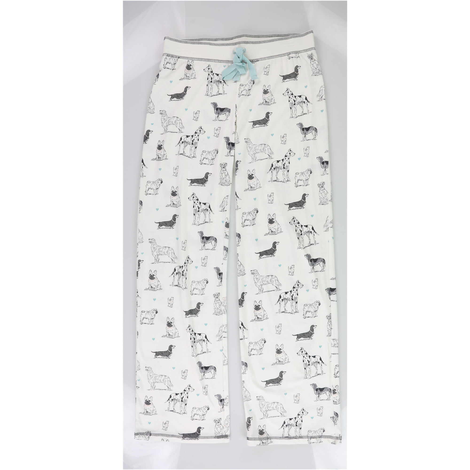 P.J. Salvage Womens Dogs and Hearts Pajama Lounge Pants, Off-White, Small 