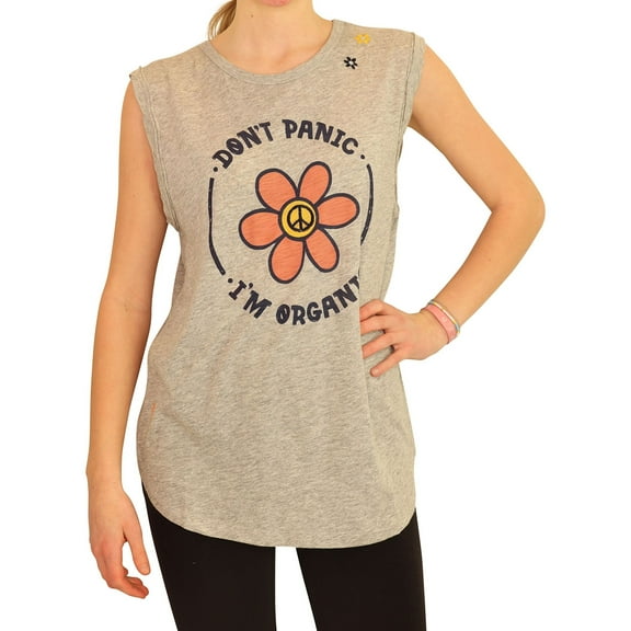 P.J. Salvage Womens Don't Panic Pajama Sleep Tank Top, Grey, Medium