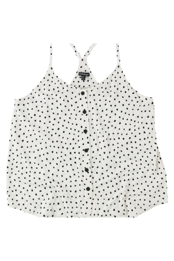 P.J. Salvage Womens Dots Pajama Sleep Tank Top, Off-White, Small