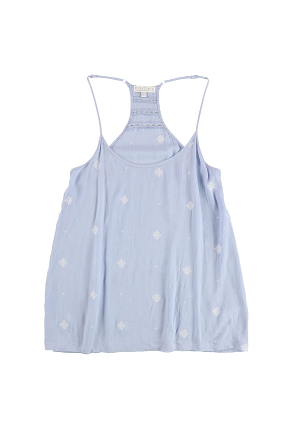 P.J. Salvage Womens Embroidered Design Pajama Sleep Tank Top, Blue, Small