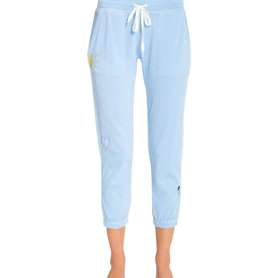P.J. Salvage Womens Embroidered Pajama Jogger Pants, Blue, Small