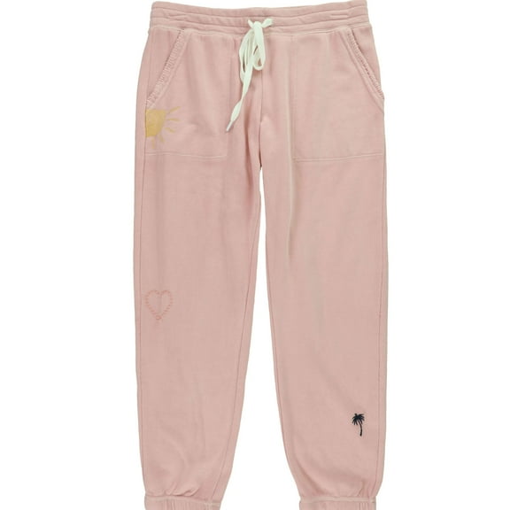 P.J. Salvage Womens Embroidered Pajama Jogger Pants, Pink, Small