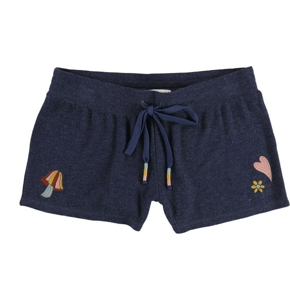 P.J. Salvage Womens Embroidered Pajama Shorts, Blue, Small