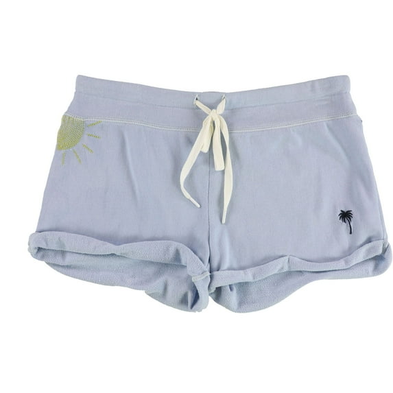 P.J. Salvage Womens Embroidered Pajama Shorts, Blue, Small