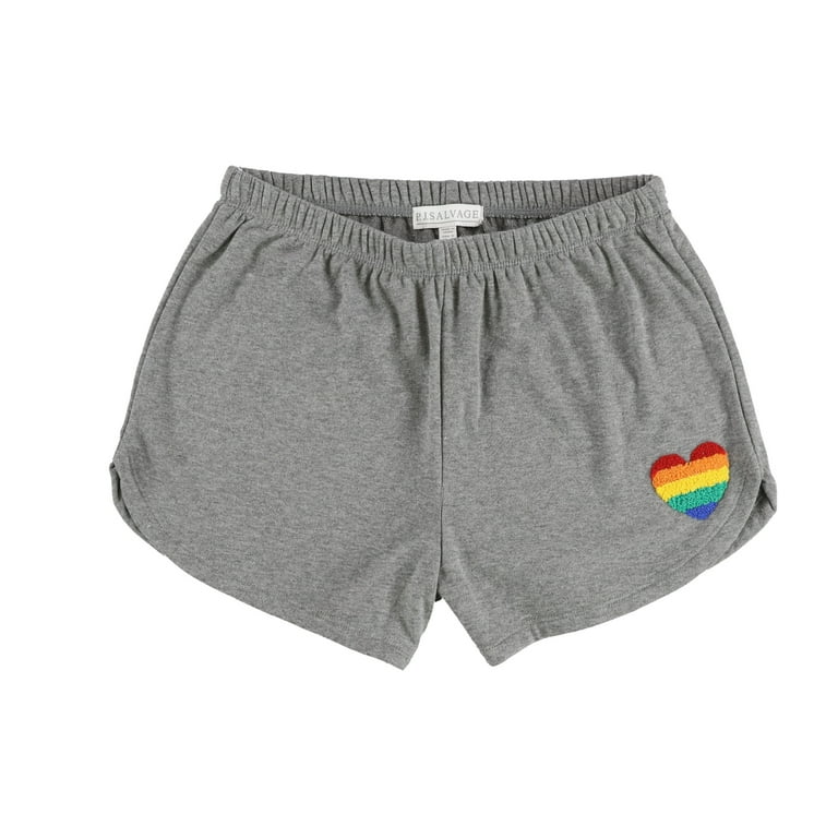 P.J. Salvage Womens Embroidered Pajama Shorts Grey Small
