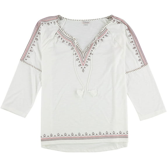 P.J. Salvage Womens Embroidered Pajama Sleep T-shirt, White, Small