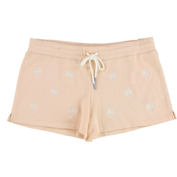 P.J. Salvage Womens Embroidered Palm Trees Pajama Shorts, Orange, Small