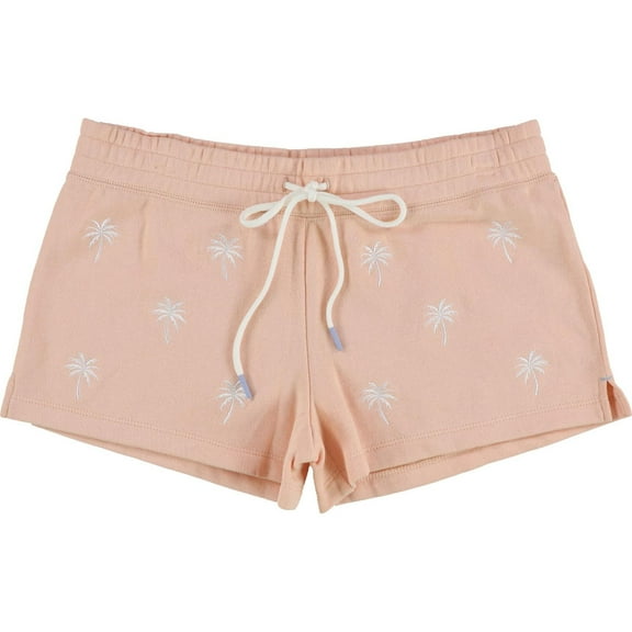 P.J. Salvage Womens Embroidered Palm Trees Pajama Shorts, Orange, Small