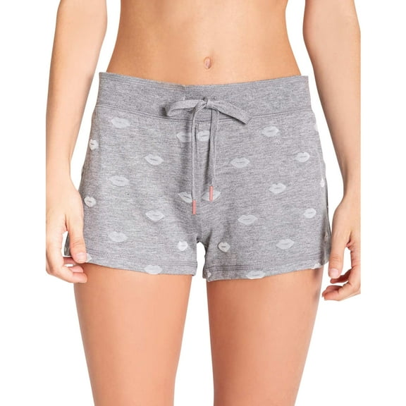 P.J. Salvage Womens Felt Gray Kisses Pajama Shorts, Grey, Small
