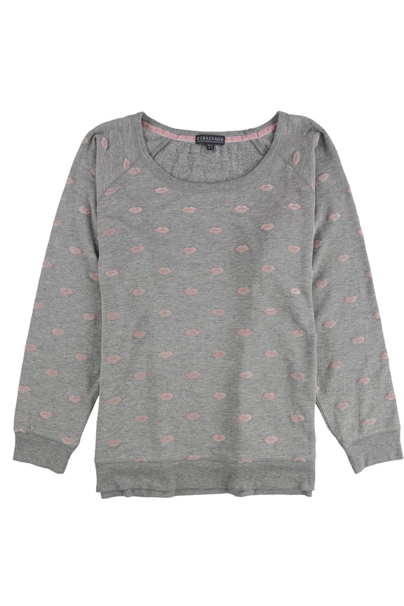 P.J. Salvage Womens Felt Kisses Pajama Sweater, Grey, Medium