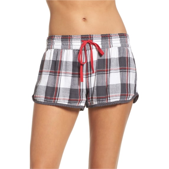 P.J. Salvage Womens Flannel Pajama Shorts, Grey, Small