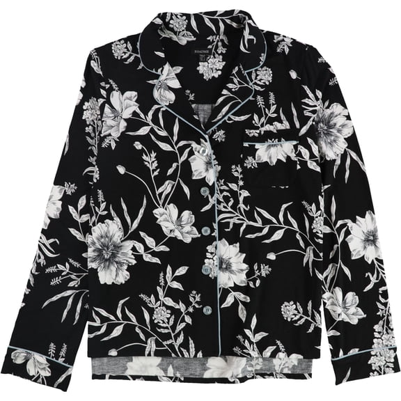 P.J. Salvage Womens Floral Button Down Pajama Tops, Black, Small