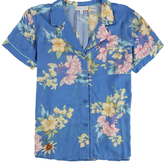 P.J. Salvage Womens Floral Button Down Pajama Shirt, Multicoloured, Medium