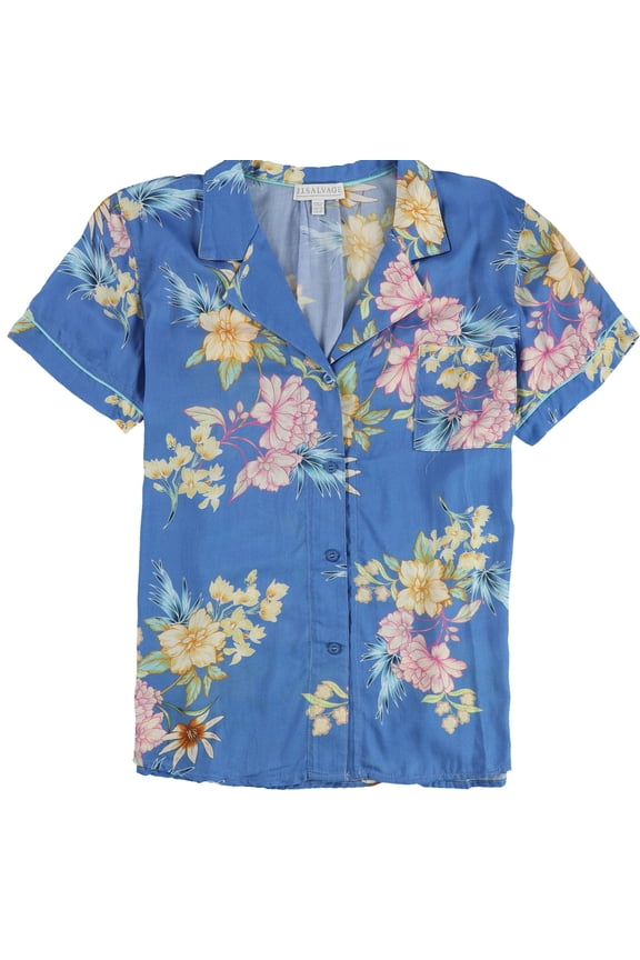 P.J. Salvage Womens Floral Button Down Pajama Shirt, Multicoloured, Medium