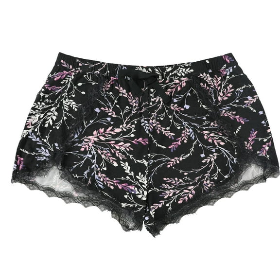 P.J. Salvage Womens Floral Pajama Shorts, Black, Small