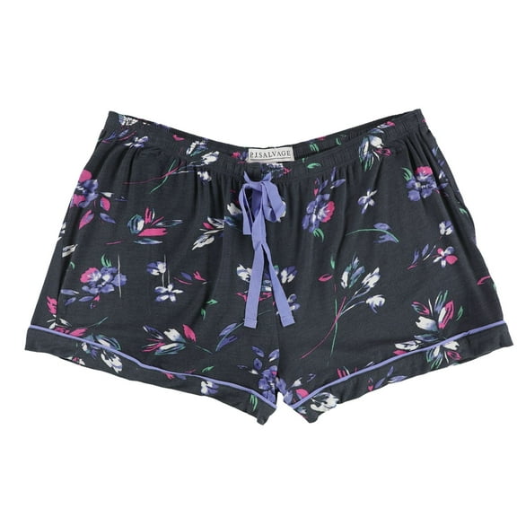 P.J. Salvage Womens Floral Print Pajama Shorts, Grey, Medium