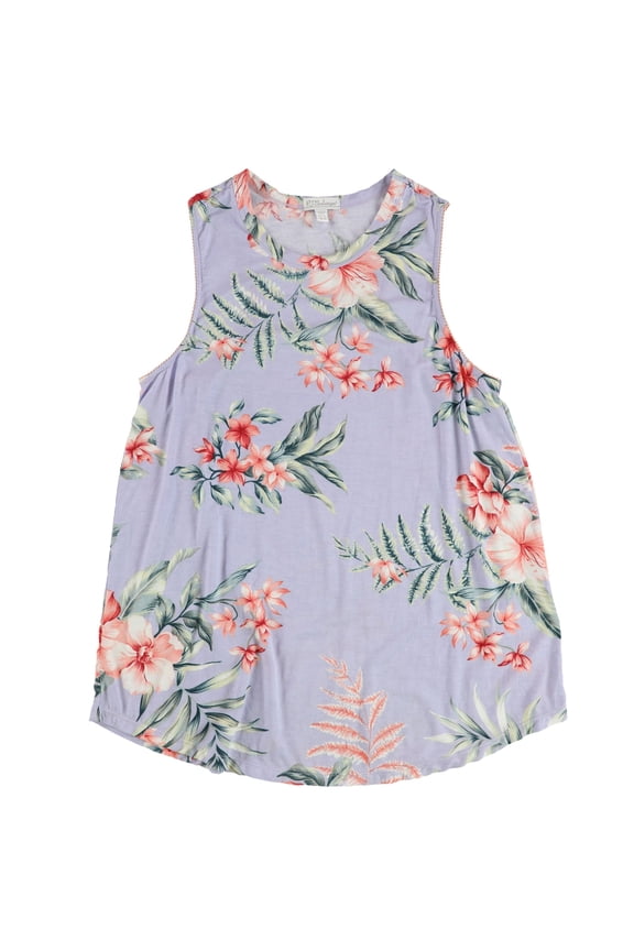 P.J. Salvage Womens Floral Print Pajama Sleep Tank Top, Purple, Small