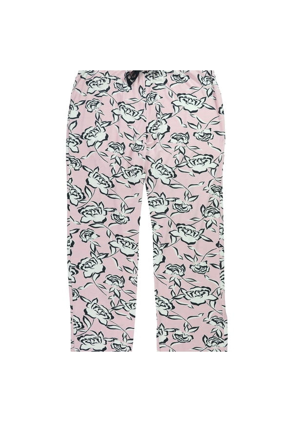 P.J. Salvage Womens Floral Scalloped Edge Pajama Lounge Pants, Pink, Plus Size, 1X