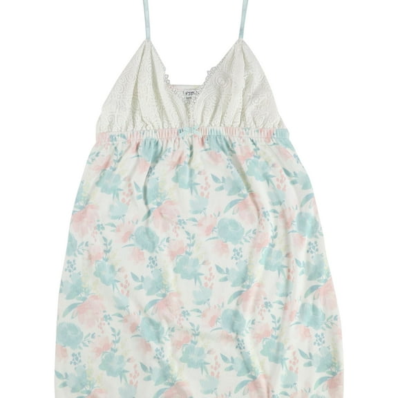 P.J. Salvage Womens Flowers Pajama Night Gown, Off-White, Small