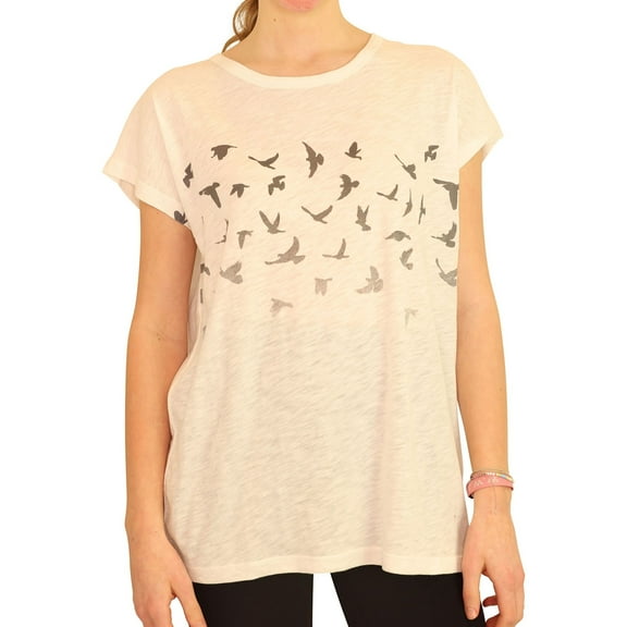 P.J. Salvage Womens Flying Birds Pajama Sleep T-shirt, Off-White, Small